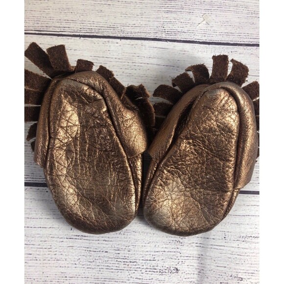 Leather Fringe Moccasins dark Copper - Picture 2 of 3